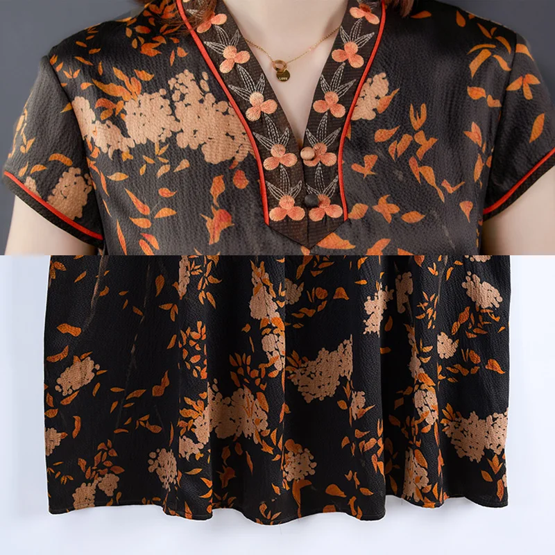 Chinese Women Cheongsam V-Neck Short Sleeve Vintage Midi Dresses 2020 Summer Slim Elegant Cheongsams Plus Size qipao dress
Chinese Women Cheongsam V-Neck Short Sleeve Vintage Midi Dresses 2020 Summer Slim Elegant Cheongsams Plus Size qipao dress