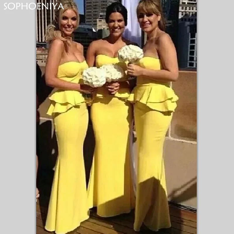 New Arrival Sweetheart Yellow Bridesmaid Dresses Mermaid Long Wedding Party Dresses For Women Sukienka na Wesele Vestidos Robes
New Arrival Sweetheart Yellow Bridesmaid Dresses Mermaid Long Wedding Party Dresses For Women Sukienka na Wesele Vestidos Robes