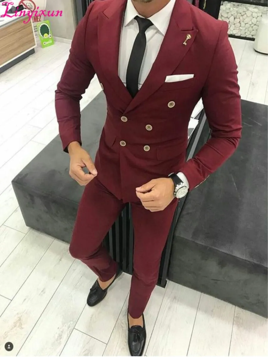 Linyixun Latest Coat Pant Designs Burgundy Men Suit Double Breasted Jacket Slim Fit 2 Piece Tuxedo Custom Groom Blazer Prom Suit
Linyixun Latest Coat Pant Designs Burgundy Men Suit Double Breasted Jacket Slim Fit 2 Piece Tuxedo Custom Groom Blazer Prom Suit