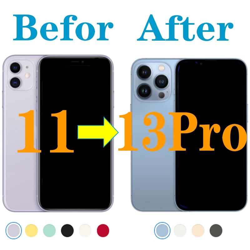 Plated Frame for iPhone 11 Housing like iPhone 12pro Battery Cover , Turn 11 into iPhone 13pro Housing With Flash &Case
Plated Frame for iPhone 11 Housing like iPhone 12pro Battery Cover , Turn 11 into iPhone 13pro Housing With Flash &Case