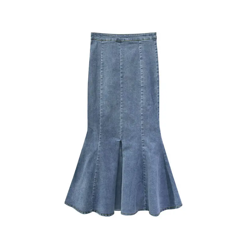 Denim skirt women's 2021 spring and autumn high waist A-line Ruffle show thin split hip fishtail skirt fashion
Denim skirt women's 2021 spring and autumn high waist A-line Ruffle show thin split hip fishtail skirt fashion