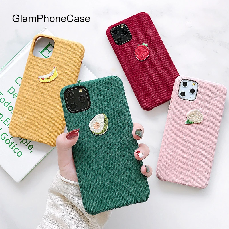GlamPhone чехол вельветовый фруктовый для телефона iPhone11Pro/Max X XS Max XR Мягкий