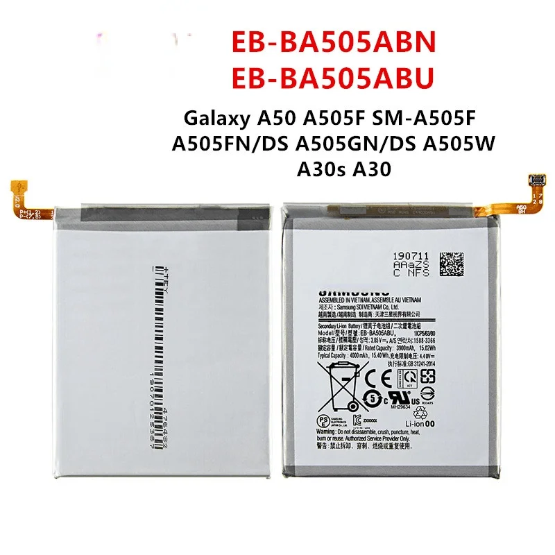 Оригинальная Φ 4000mAh батарея для SAMSUNG Galaxy A50 A505F EB-BA505ABN A505FN/DS A505GN/DS A505W A30s A30
Оригинальная Φ 4000mAh батарея для SAMSUNG Galaxy A50 A505F EB-BA505ABN A505FN/DS A505GN/DS A505W A30s A30