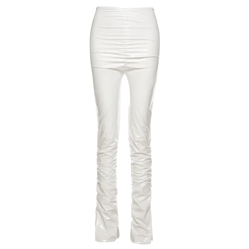 Pu Women Stacked Leather Pants Slit Ruched High Waist Bodycon Sexy Streetwear 2020 Autumn Winter Club Trousers Solid
Pu Women Stacked Leather Pants Slit Ruched High Waist Bodycon Sexy Streetwear 2020 Autumn Winter Club Trousers Solid