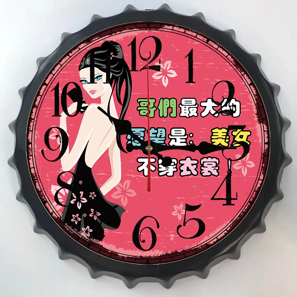 Creative Beer Lid Silent Wall Clock Vintage Wine Poster Metal Signs Bar Pub Cafe Hotel Home Decor Wall Hanging Painting Plaque 3
Creative Beer Lid Silent Wall Clock Vintage Wine Poster Metal Signs Bar Pub Cafe Hotel Home Decor Wall Hanging Painting Plaque 3