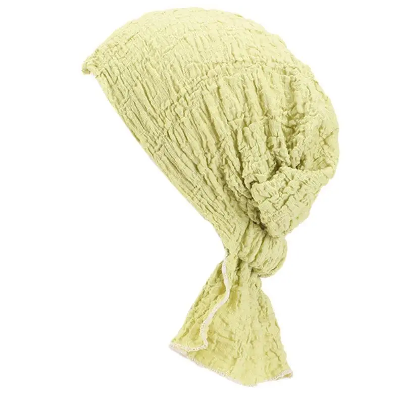Women Bubble Wrinkled Turban Hat Pre Tied Tail Elastic Beanie Scarf Head Wrap Bright Solid Color Slip-On Chemo Cap Cover
Women Bubble Wrinkled Turban Hat Pre Tied Tail Elastic Beanie Scarf Head Wrap Bright Solid Color Slip-On Chemo Cap Cover