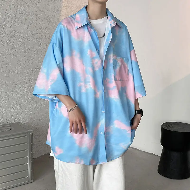 Summer Tie-dye Shirt Men Korean Fashion Loose Casual Shirt Men Harajuku Streetwear Hip-hop Retro Five-point Sleeve Shirt Men
Summer Tie-dye Shirt Men Korean Fashion Loose Casual Shirt Men Harajuku Streetwear Hip-hop Retro Five-point Sleeve Shirt Men