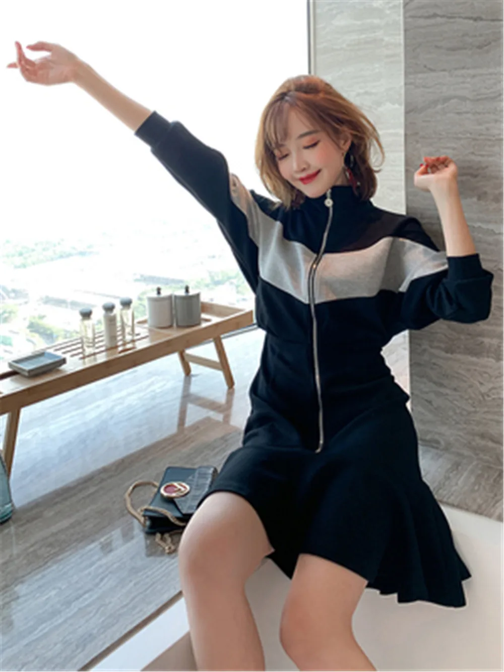 Matching Color Waist Batwing Sleeve Trumpet / Mermaid Irregular Casual Hoodie Dress Women Black
Matching Color Waist Batwing Sleeve Trumpet / Mermaid Irregular Casual Hoodie Dress Women Black