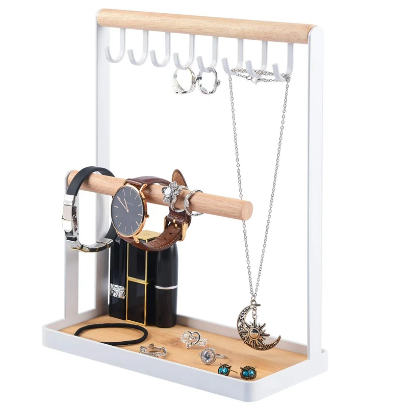 Jewelry Organizers Storage Rack Display Stand Holder with Wooden Ring Tray Hooks Storage Organizers Necklaces Bracelets
Jewelry Organizers Storage Rack Display Stand Holder with Wooden Ring Tray Hooks Storage Organizers Necklaces Bracelets