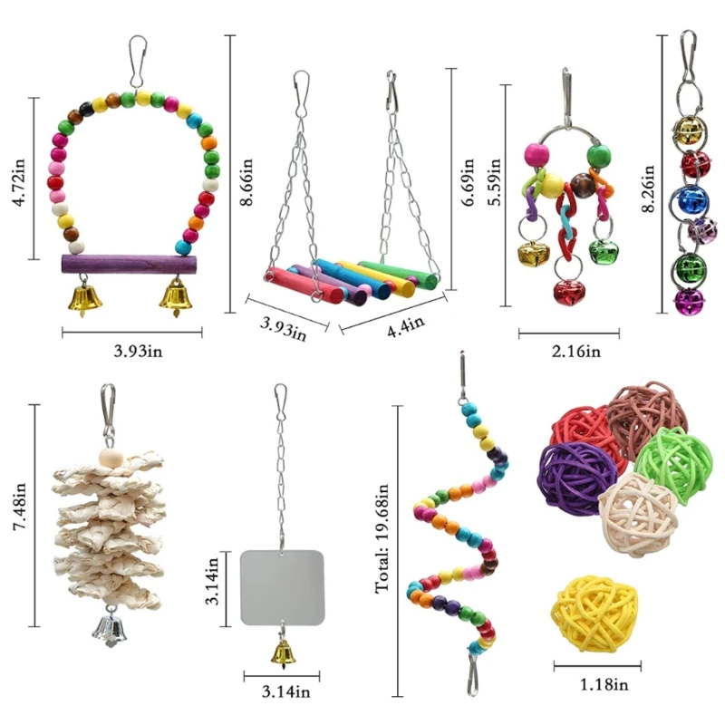13 Pcs Bird Parrot Toys Include 7 Hanging Birds Cage Hammock Swing Bell Chew Toy
13 Pcs Bird Parrot Toys Include 7 Hanging Birds Cage Hammock Swing Bell Chew Toy