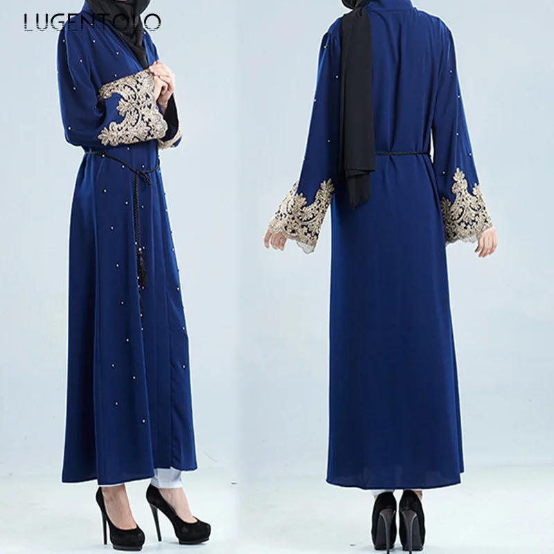 Lugentolo Elegant Women Vintage Dress Beaded Loose Fashion Muslim Cardigan Embroidered Dress Big Swing Casual Lady Maxi Dress
Lugentolo Elegant Women Vintage Dress Beaded Loose Fashion Muslim Cardigan Embroidered Dress Big Swing Casual Lady Maxi Dress