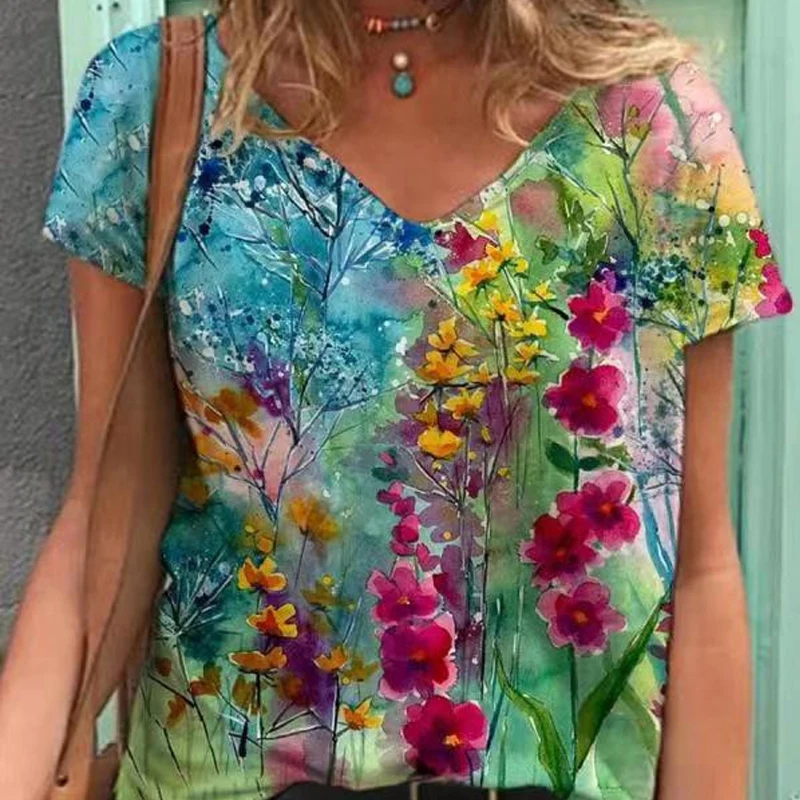 Art Printing Dyeing Women T-Shirts Fashion Crop Top Female Casual T-Shirts for Women V-Neck Summer Women's Clothing
Art Printing Dyeing Women T-Shirts Fashion Crop Top Female Casual T-Shirts for Women V-Neck Summer Women's Clothing