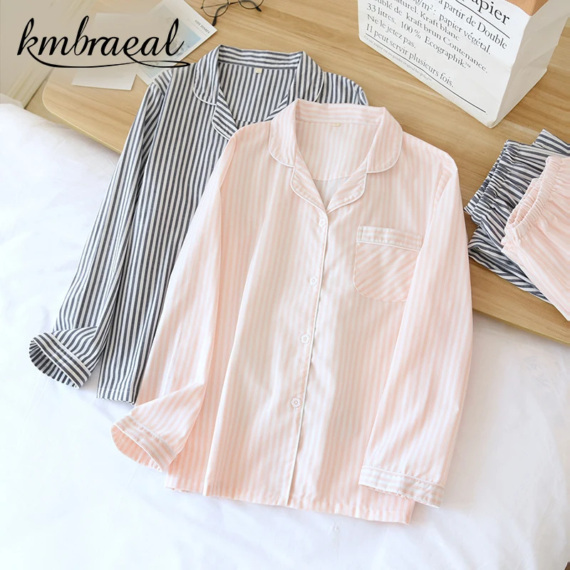 Autumn and Summer Couple Vertical Stripes Women's Pajamas Two-piece 100% Cotton Long-sleeved Men's Simple Casual Sleepwear Women
Autumn and Summer Couple Vertical Stripes Women's Pajamas Two-piece 100% Cotton Long-sleeved Men's Simple Casual Sleepwear Women