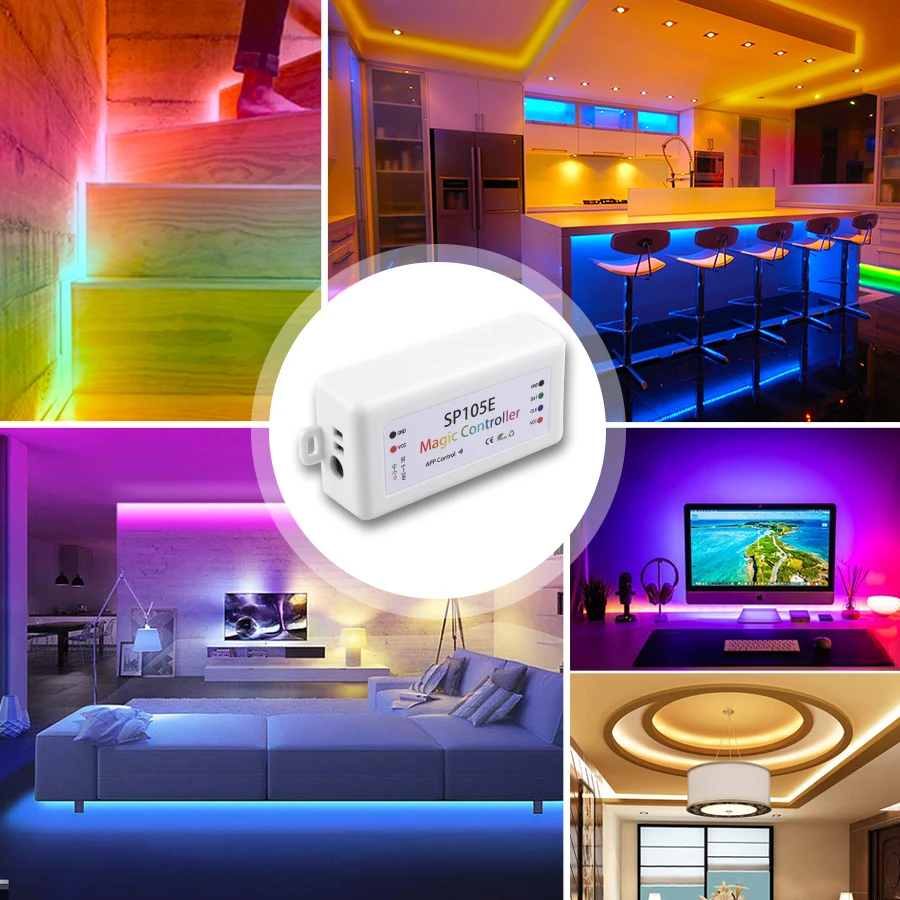 RGB Controller Led Strip Light Bluetooth Controller DC5-24V SP105E For WS2812 WS2811 2048 Pixels Led Tape APP Bluetooth Control
RGB Controller Led Strip Light Bluetooth Controller DC5-24V SP105E For WS2812 WS2811 2048 Pixels Led Tape APP Bluetooth Control