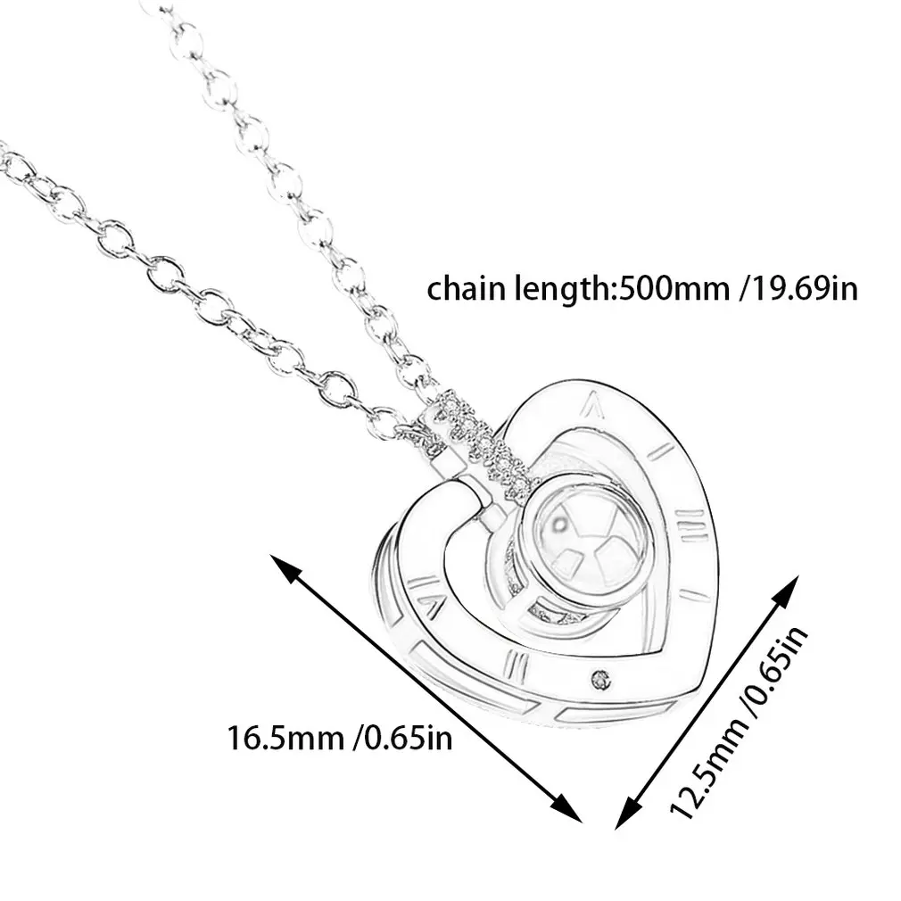 Alloy Love Pendant 100 Languages I Love You Shaking Sounds with Projection Clavicle Chain Sweater Necklace
Alloy Love Pendant 100 Languages I Love You Shaking Sounds with Projection Clavicle Chain Sweater Necklace
