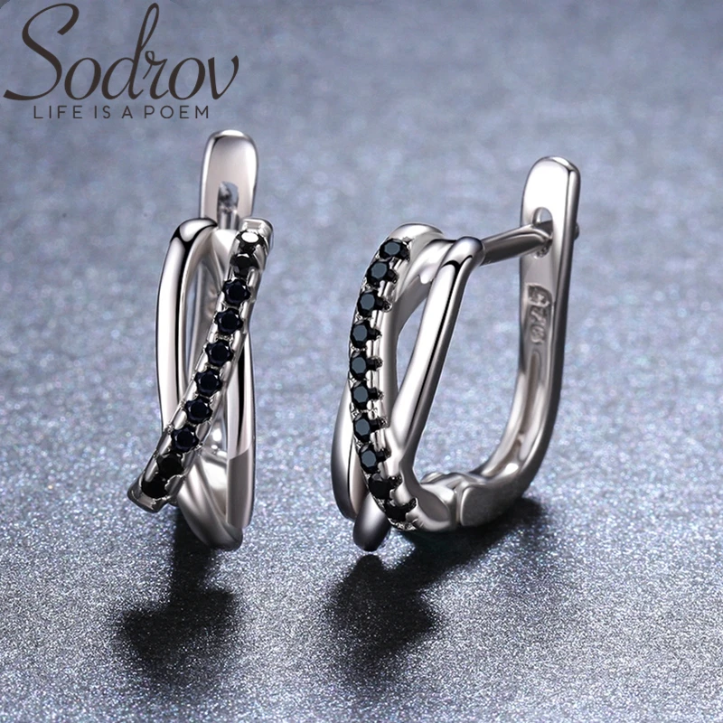 SODROV Genuine 925 Sterling Silver Earrings Hoop Earrings for Women Black Spinel Silver 925 Jewelry II023
SODROV Genuine 925 Sterling Silver Earrings Hoop Earrings for Women Black Spinel Silver 925 Jewelry II023