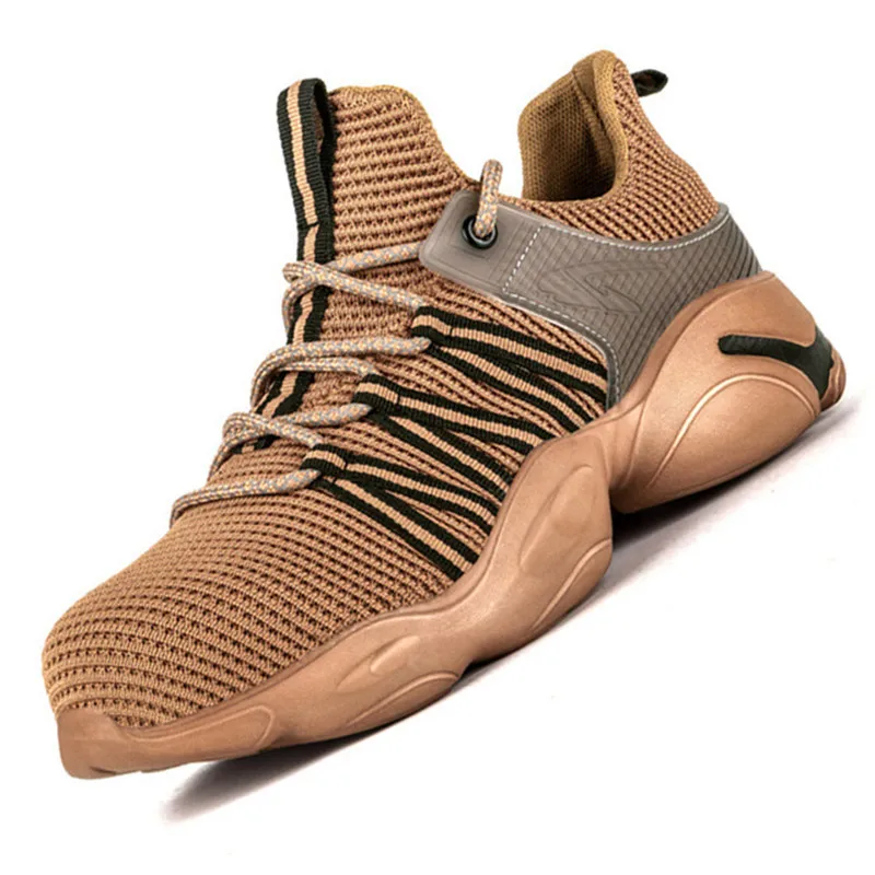 Men's Safety Shoes New Breathable Casual Boots Steel Toe Men's Boots Work Indestructible Shoes Anti-puncture Breathable Sneakers