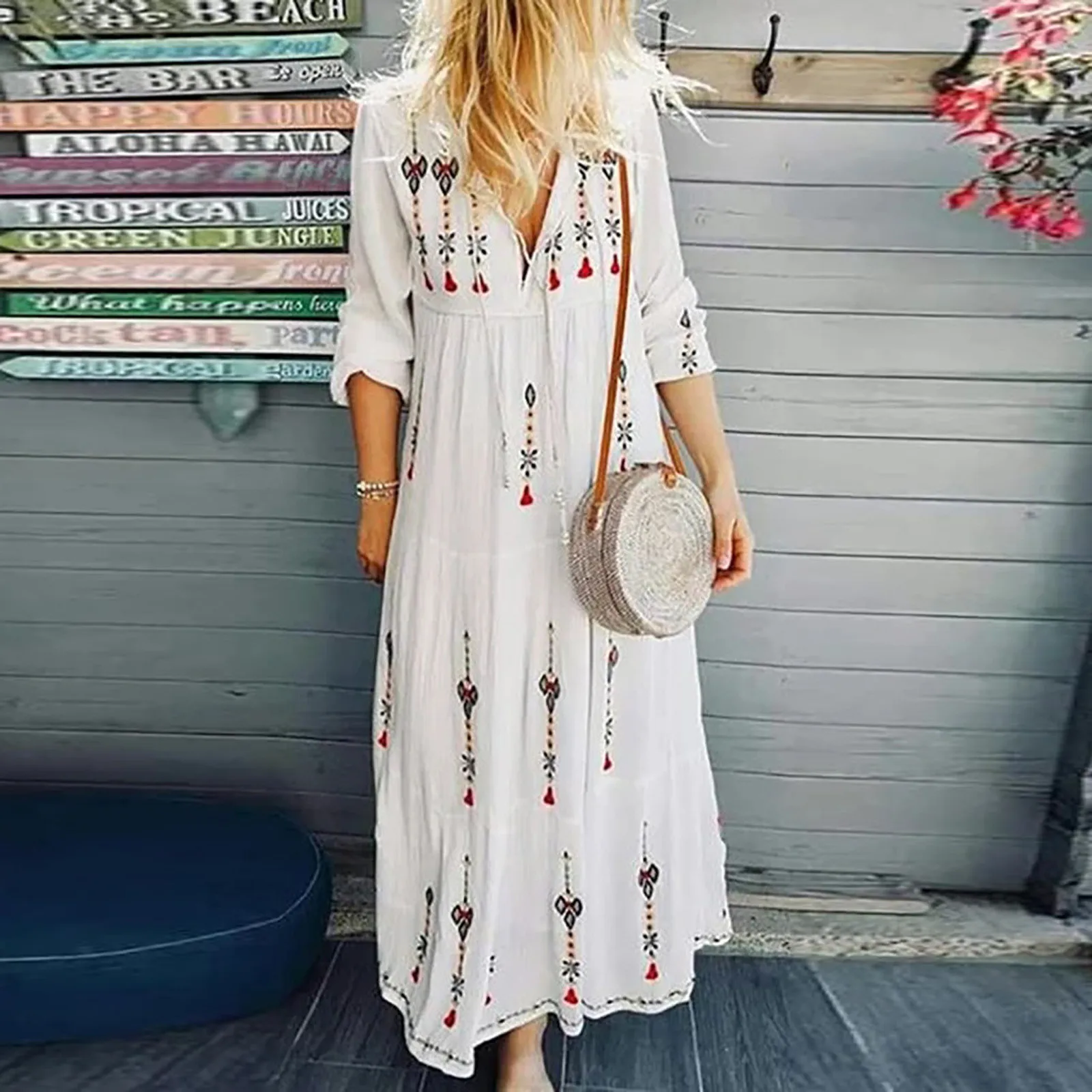 Ladies Fashion Loose Sleeveless Pocket Long Skirt O-Neck Print Retro Dress High Waist Robe Femme Plus Size Dress For Women
Ladies Fashion Loose Sleeveless Pocket Long Skirt O-Neck Print Retro Dress High Waist Robe Femme Plus Size Dress For Women