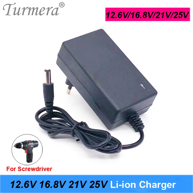 Turmera 3S 4S 5S 6S 12V to 25V DC5.5*2.1MM for Screwdriver Battery Pack Use 12.6V 16.8V 21V 25V 1A 18650 Lithium Battery Charger
Turmera 3S 4S 5S 6S 12V to 25V DC5.5*2.1MM for Screwdriver Battery Pack Use 12.6V 16.8V 21V 25V 1A 18650 Lithium Battery Charger