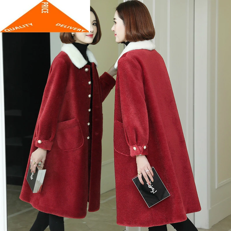 Shearing Real Sheep Coat Female Natural Wool Jacket Women Winter Warm Clothes Mink Fur Collar Long Loose Overcoat LWL9388
Shearing Real Sheep Coat Female Natural Wool Jacket Women Winter Warm Clothes Mink Fur Collar Long Loose Overcoat LWL9388