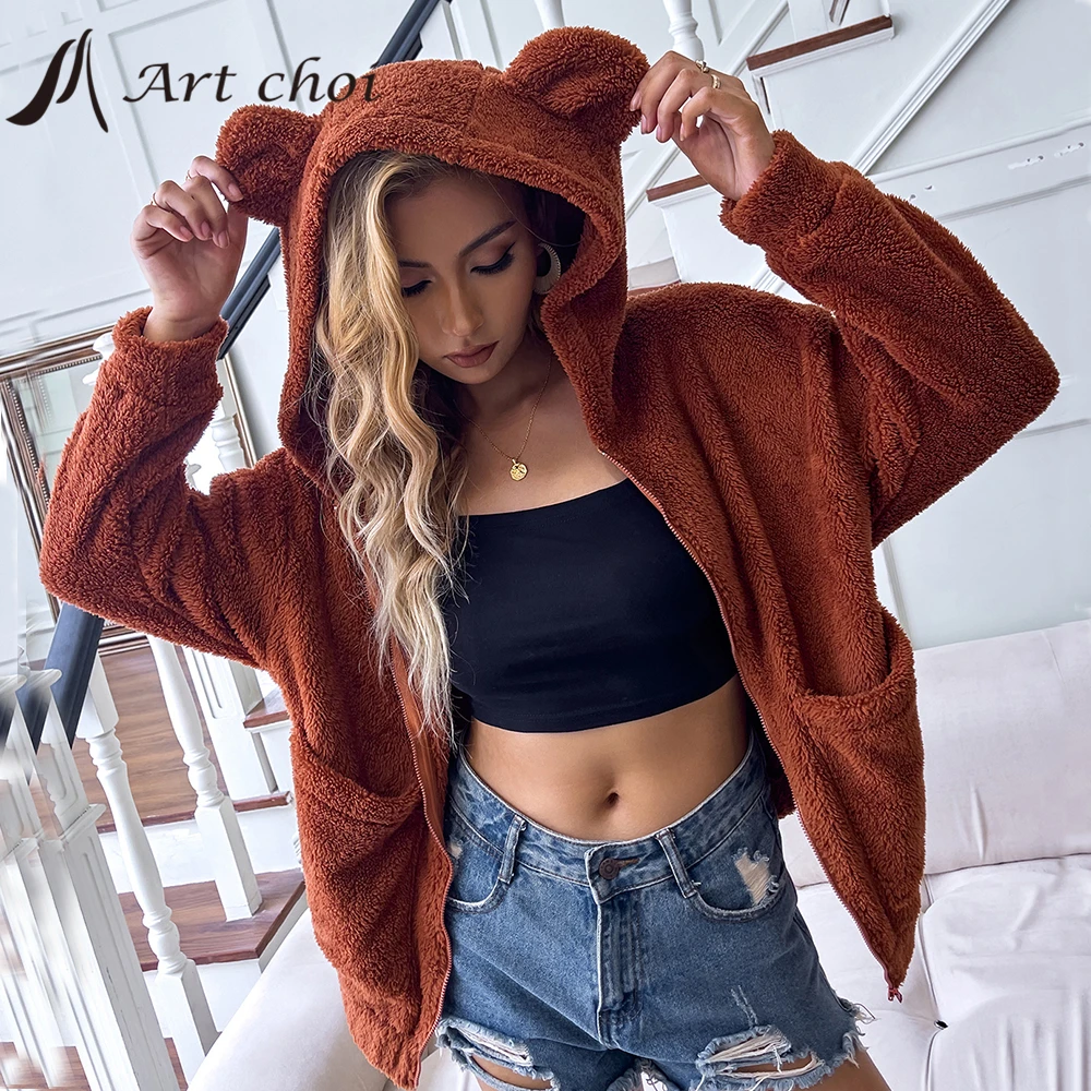 Cute Winter Women Faux Fur Jackets Warm Hoodie Coat Female Teddy Plush Coats Sweatwear Female Outerwear Overcoats Streetwear
Cute Winter Women Faux Fur Jackets Warm Hoodie Coat Female Teddy Plush Coats Sweatwear Female Outerwear Overcoats Streetwear