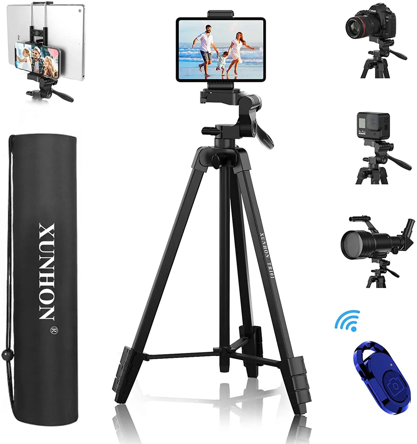60.2”Lightweight Phone iPad Tripod Stand, Stable 1/4" Mount Screw for Laser Level, Camera, Tablet, Phone, Travel, with iPad &
60.2”Lightweight Phone iPad Tripod Stand, Stable 1/4" Mount Screw for Laser Level, Camera, Tablet, Phone, Travel, with iPad &