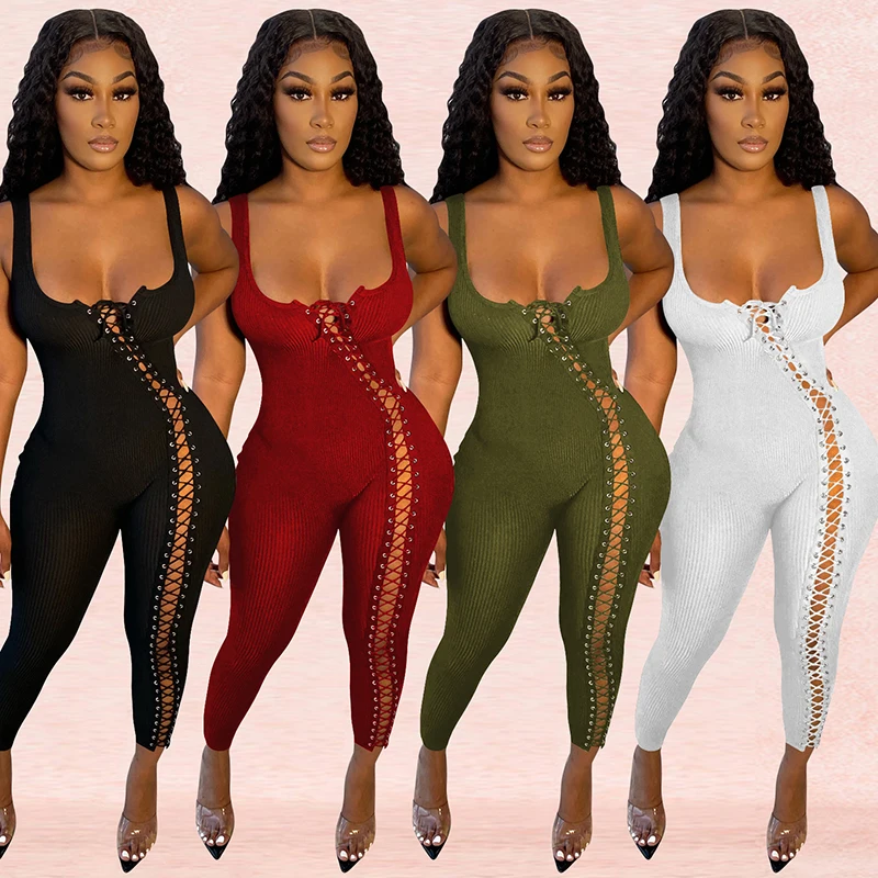 Sexy Women Jumpsuits Tank Sleeveless Lace Up Hollow Out Bandage Bodycon Backless Party Club Outfits One Piece Trousers Bodysuits
Sexy Women Jumpsuits Tank Sleeveless Lace Up Hollow Out Bandage Bodycon Backless Party Club Outfits One Piece Trousers Bodysuits