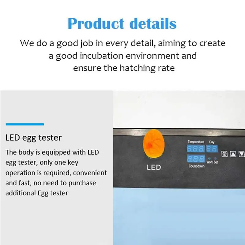 Egg Incubator 15 Eggs Mini Fully Automatic Poultry Hatcher Machine with LED Lighting Automatic Temperature Control
Egg Incubator 15 Eggs Mini Fully Automatic Poultry Hatcher Machine with LED Lighting Automatic Temperature Control