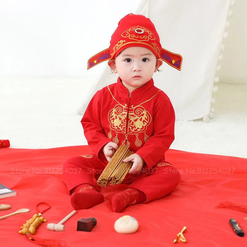 Новогодняя одежда в китайском стиле детские комбинезоны для мальчиков и девочек