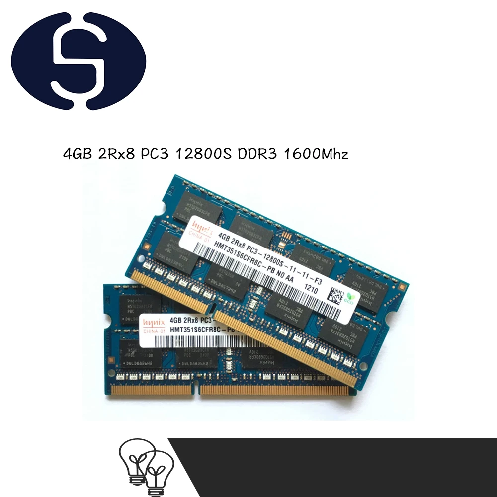 Оперативная память для ноутбука 4 Гб 2Rx8 PC3 12800S DDR3 1600 МГц модуль памяти ОЗУ SODIMM |