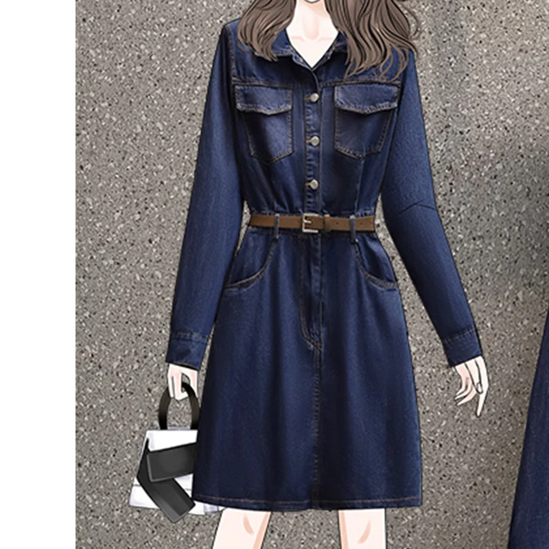 Retro denim shirt dress 2022 spring and autumn new waist slim long-sleeved shirt dress Fashion plus size women's clothing
Retro denim shirt dress 2022 spring and autumn new waist slim long-sleeved shirt dress Fashion plus size women's clothing