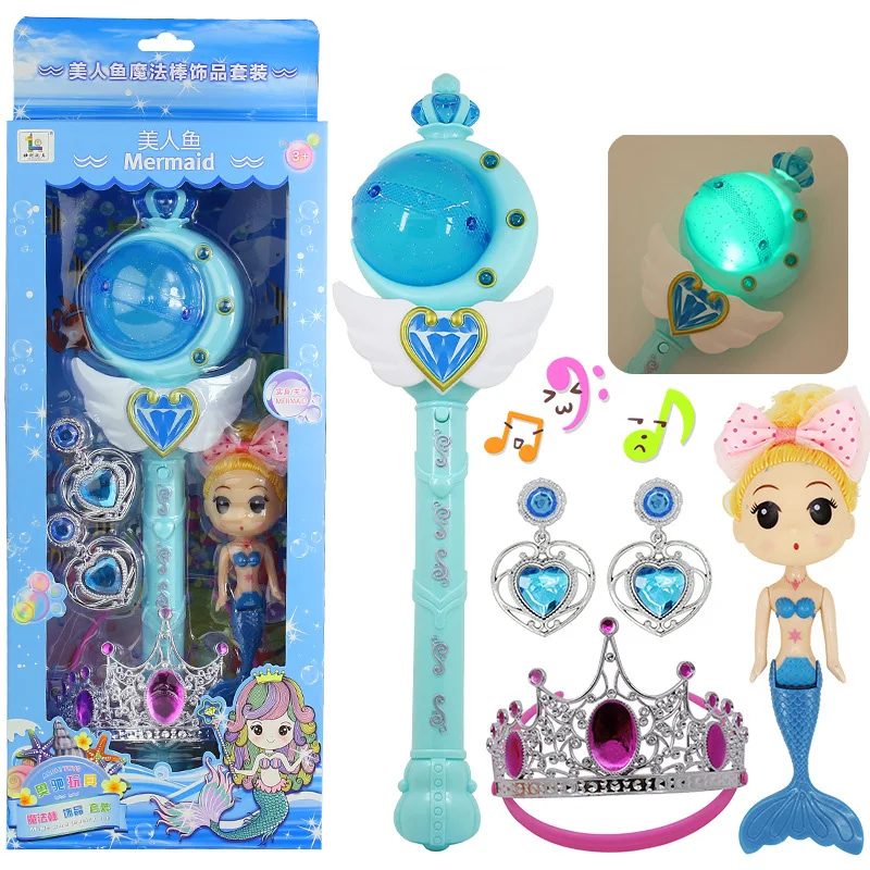 

Набор украшений в коробке, волшебная палочка, кукла, подарок для детей, ролевая принцесса, Сказочная девушка, музыкальная сказочная палочка