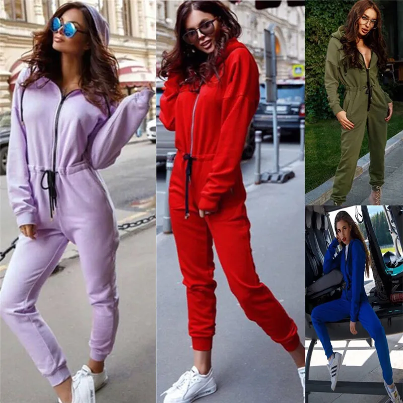 Fashion Autumn Winter Womens Zipped Up Jumpsuit Long Sleeve Women Rompers Casual Solid Hoodie Jumpsuit
Fashion Autumn Winter Womens Zipped Up Jumpsuit Long Sleeve Women Rompers Casual Solid Hoodie Jumpsuit