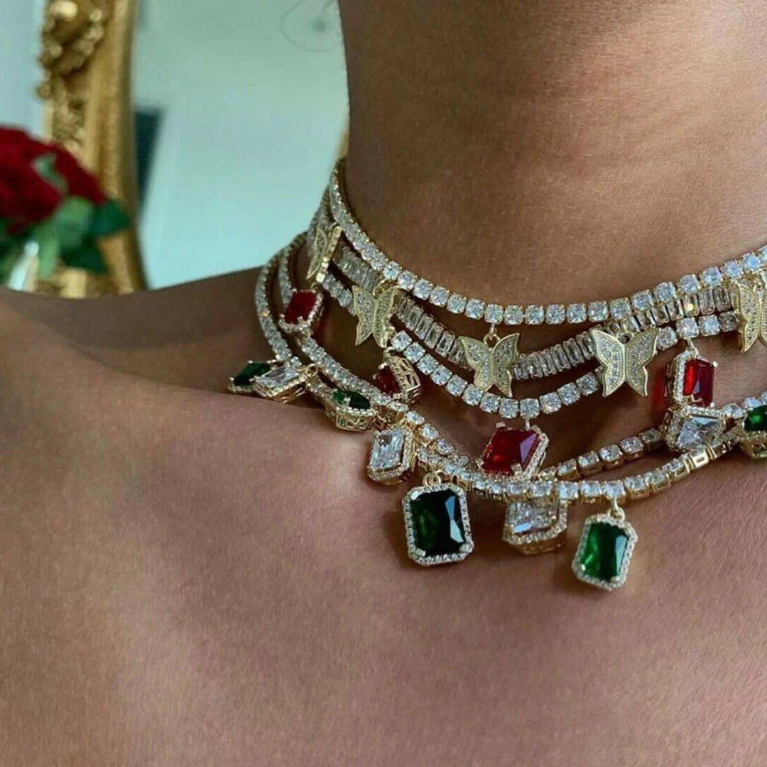 Heart ArrowTennis Chain With Luxury Drip Butterfly Charm 32+10cm Choker Necklaces Iced Out Bling Multilayer Women Jewelry
Heart ArrowTennis Chain With Luxury Drip Butterfly Charm 32+10cm Choker Necklaces Iced Out Bling Multilayer Women Jewelry