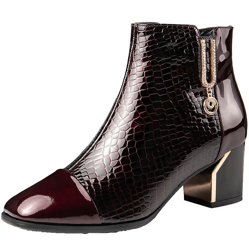2020 Block Heel Ankle Boots Woman Winter Warm Shoes Short Boots Women's Booties Square toe Patent leather FASHION BLACK WINE-RED
2020 Block Heel Ankle Boots Woman Winter Warm Shoes Short Boots Women's Booties Square toe Patent leather FASHION BLACK WINE-RED