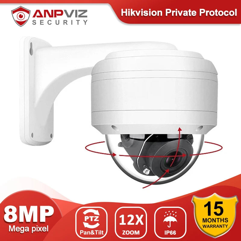 IP камера Anpviz 4K 8 Мп 5 кратный купол POE PTZ оптический зум 2 7 13 мм с аудио наружная IP66