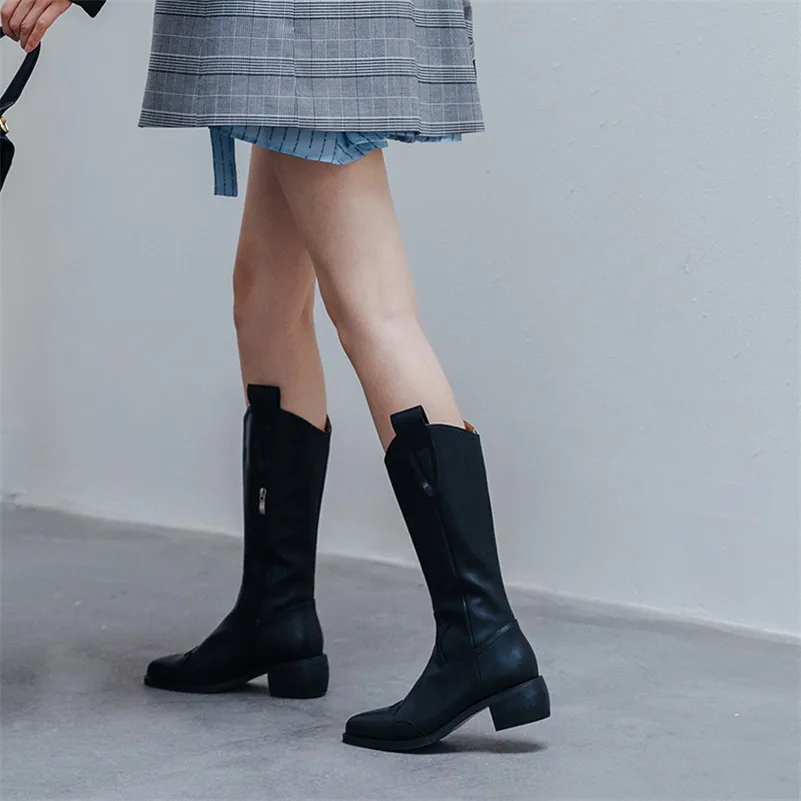 Meotina Western Boots Women Shoes Real Leather Mid Heel Mid Calf Boots Pointed Toe Chunky Heels Zip Ladies Boots Autumn Winter
Meotina Western Boots Women Shoes Real Leather Mid Heel Mid Calf Boots Pointed Toe Chunky Heels Zip Ladies Boots Autumn Winter