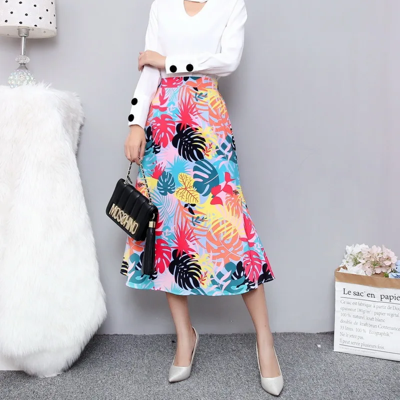Summer Autumn Floral Print Women's Skirt Mid-Calf Length Elastic Waist Elegant Casual A Line Midi Skirts Women 2021
Summer Autumn Floral Print Women's Skirt Mid-Calf Length Elastic Waist Elegant Casual A Line Midi Skirts Women 2021