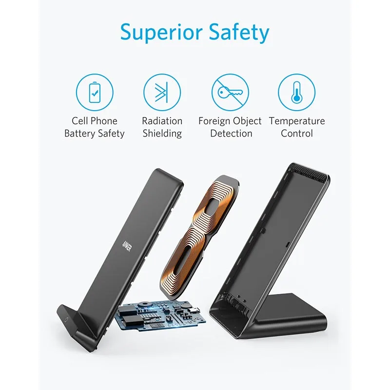 Беспроводное зарядное устройство Anker 10 Вт макс. PowerWave обновленная подставка