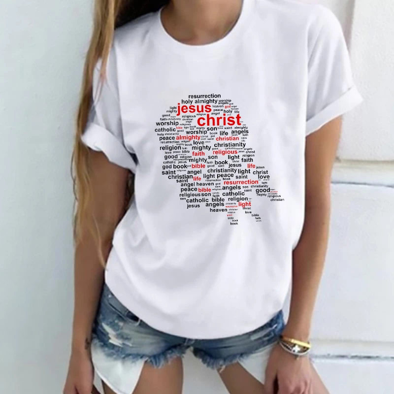 Jesus print T-shirt O-neck Short Sleeve tshirt Harajuku Fashion Casual tshirt Ladies 2021 Summer women's T-shirt
Jesus print T-shirt O-neck Short Sleeve tshirt Harajuku Fashion Casual tshirt Ladies 2021 Summer women's T-shirt