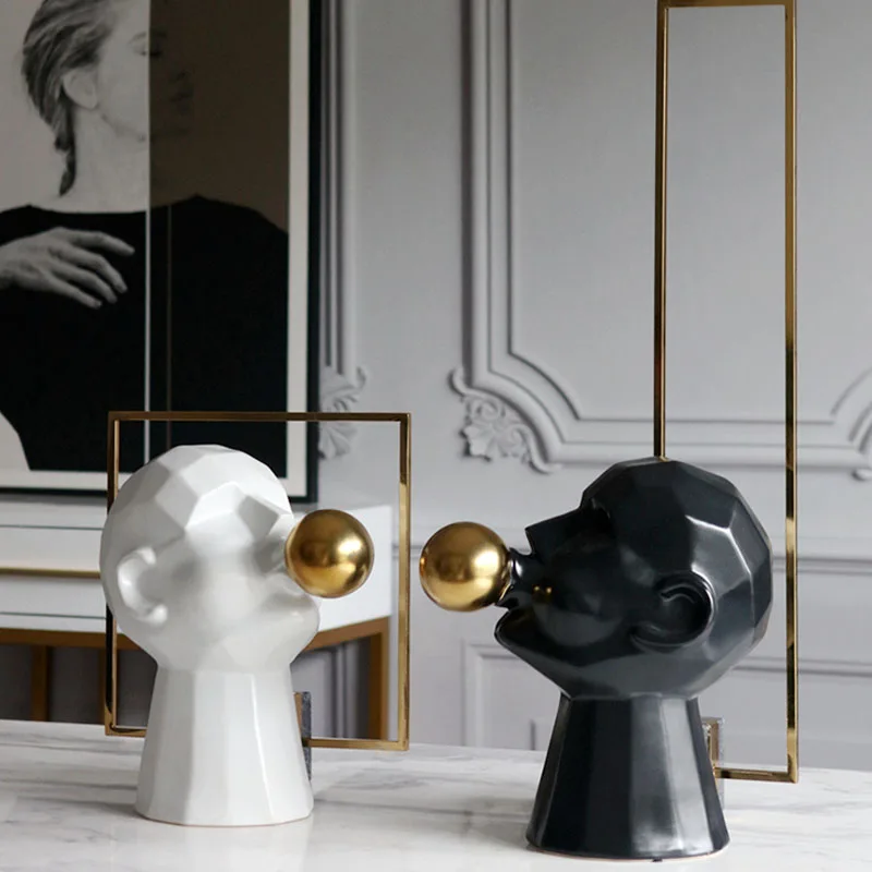 Modern Abstract Geometric Figures Blowing Golden Bubbles Sculpture For Home Furnishing Ceramic Crafts Ornament Figurine Artwork
Modern Abstract Geometric Figures Blowing Golden Bubbles Sculpture For Home Furnishing Ceramic Crafts Ornament Figurine Artwork