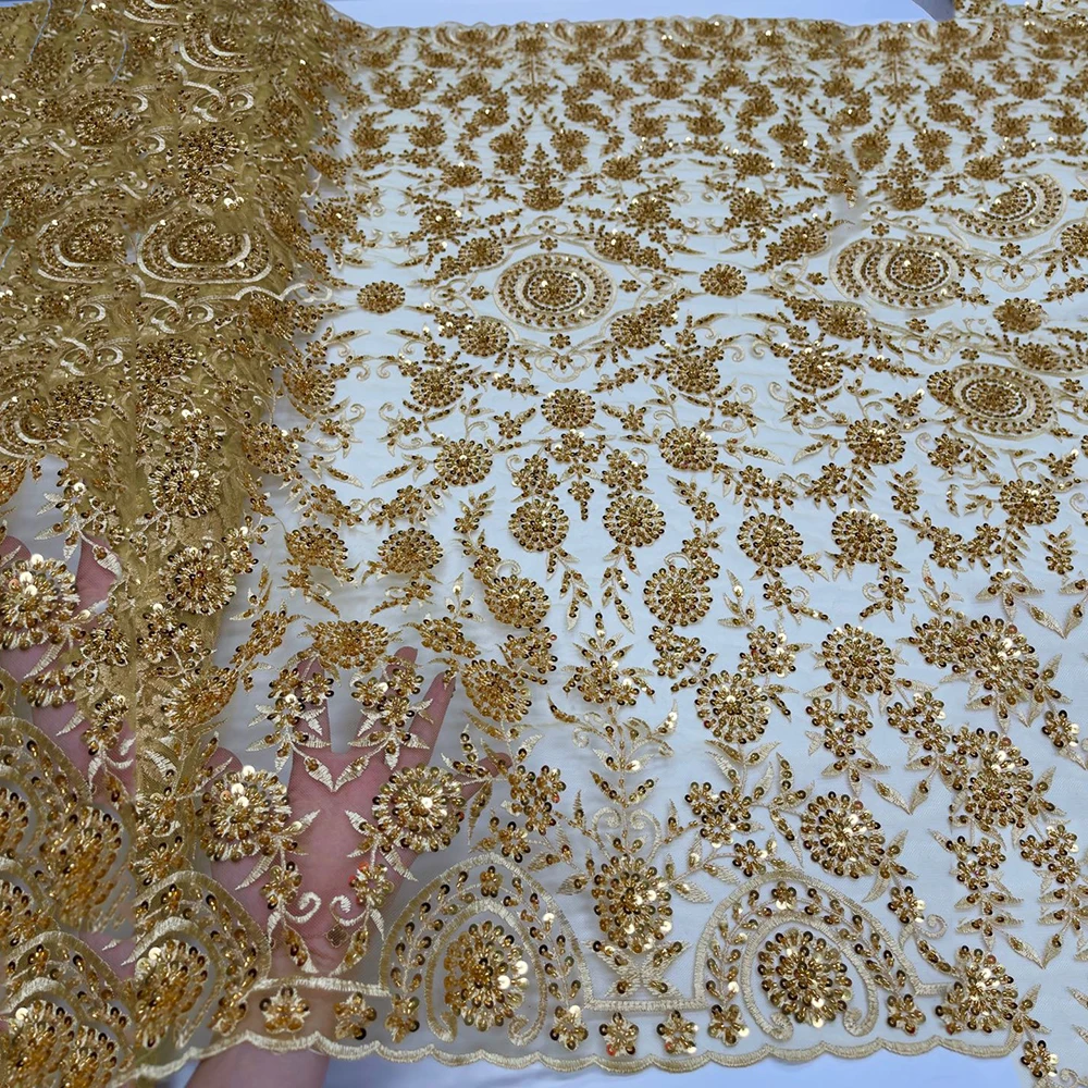 Shiny Gold African Heavy Handmade Beaded Lace Fabric 2022 High Quality Embroidery French Mesh Sequins Laces 5 Yards Wedding
Shiny Gold African Heavy Handmade Beaded Lace Fabric 2022 High Quality Embroidery French Mesh Sequins Laces 5 Yards Wedding