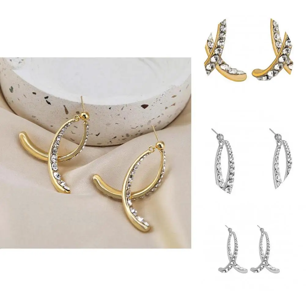 Novel Ear Studs Durable Practical Delicate Rhinestone Dangle Earrings Dangle Earrings Curved Earring 1 Pair
Novel Ear Studs Durable Practical Delicate Rhinestone Dangle Earrings Dangle Earrings Curved Earring 1 Pair