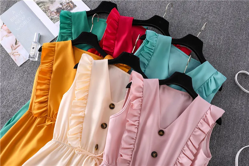 Casual Women Dress 2021 Summer New 6-color V-neck Elegant Ruffled Party Dress Feamle Kawaii Lace-up Chiffon Dresses Mujer
Casual Women Dress 2021 Summer New 6-color V-neck Elegant Ruffled Party Dress Feamle Kawaii Lace-up Chiffon Dresses Mujer