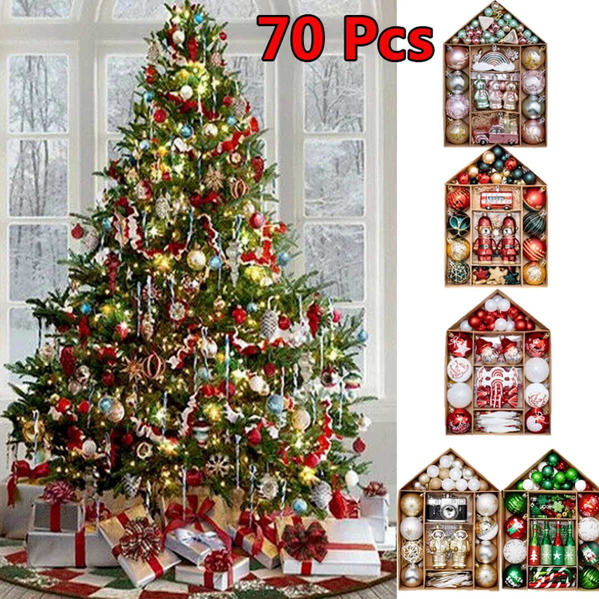 70pcs Christmas Tree Hanging Ball Decoration Durable Plastic Material Christmas Doors Windows Fireplace Decorations 3-8cm
70pcs Christmas Tree Hanging Ball Decoration Durable Plastic Material Christmas Doors Windows Fireplace Decorations 3-8cm