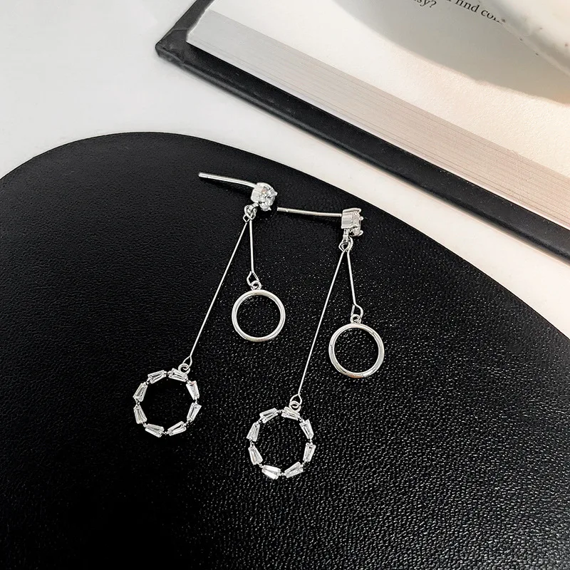 

GU-100 Geometric small circle earrings micro-inlaid zircon round earrings S925 silver needle face thin earrings women