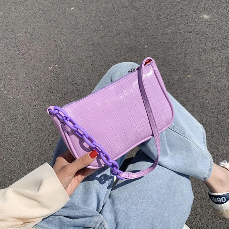 Crocodile Pattern Baguette Handbag for Women 2021 Candy Color Chain Ladies Small Shoulder Bags Fashion Design Leather Armpit Bag
Crocodile Pattern Baguette Handbag for Women 2021 Candy Color Chain Ladies Small Shoulder Bags Fashion Design Leather Armpit Bag