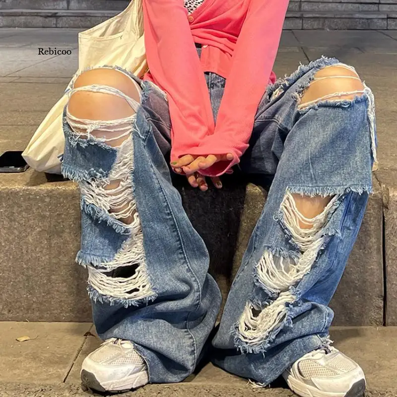 Spring And Autumn women's ripped jeans high waist loose straight pants wide leg pants women's jeans high street jeans
Spring And Autumn women's ripped jeans high waist loose straight pants wide leg pants women's jeans high street jeans