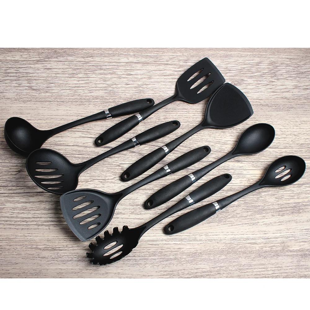 Cooking Tools Set High Temperature Resistant Nylon Kitchenware Shovel Turners Kit Black Cookware Utensils Kitchen Supplies
Cooking Tools Set High Temperature Resistant Nylon Kitchenware Shovel Turners Kit Black Cookware Utensils Kitchen Supplies