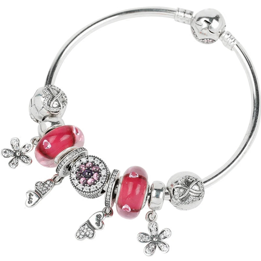 NEW 100% 925 Sterling Silver Brand New 1:1 Genuine Dazzling Flower Daisy Charm Bracelet Cherry Red Love Ladies Bracelet Set
NEW 100% 925 Sterling Silver Brand New 1:1 Genuine Dazzling Flower Daisy Charm Bracelet Cherry Red Love Ladies Bracelet Set